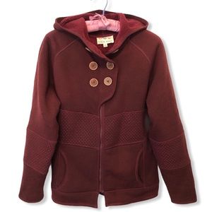 Title Nine Fleece Hooded Jacket burgundy size-M